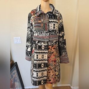 Dor Dor Couture Anthropologie Multicolor Patterned Coat BEAUTY!! Size L
